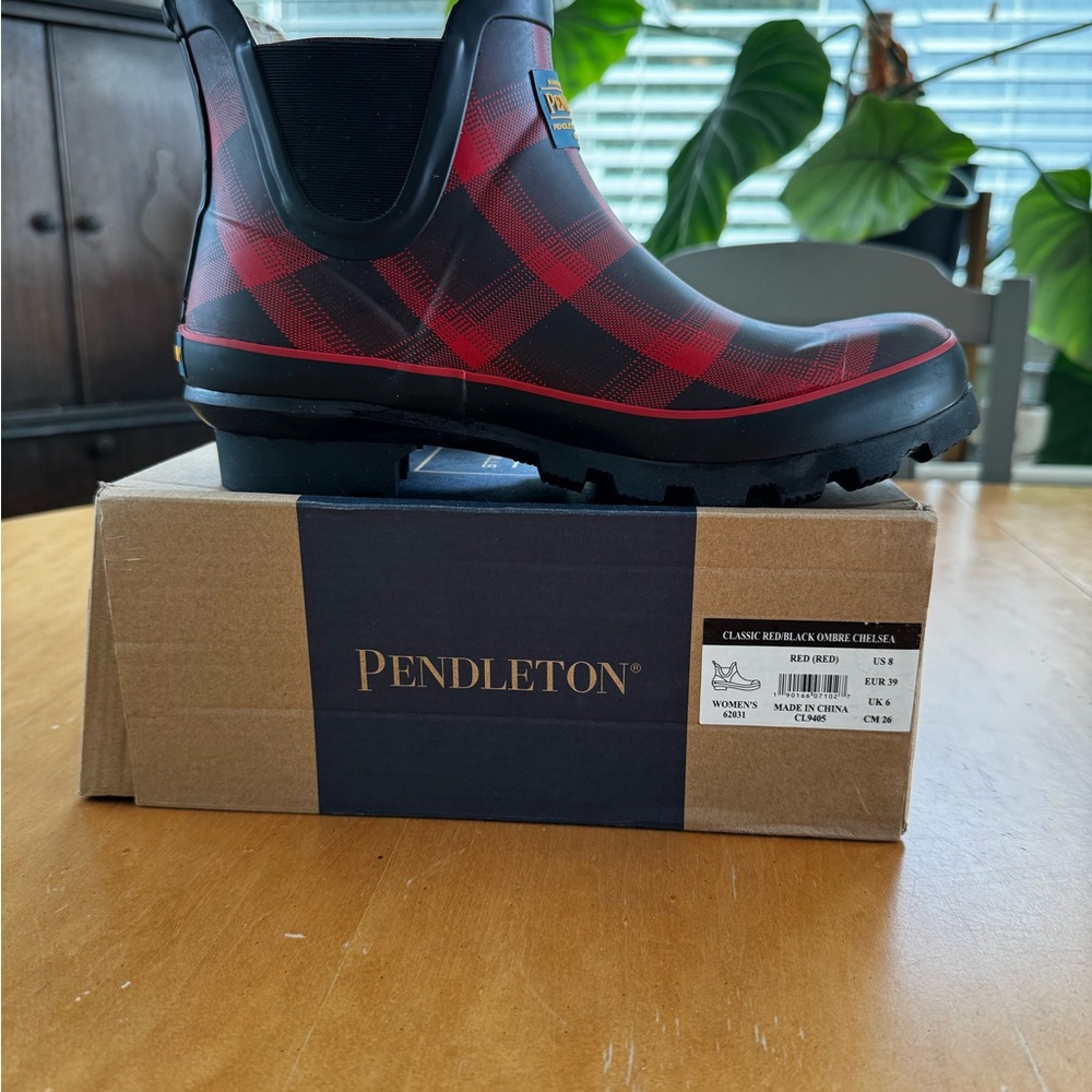 Pendleton Red and Black Checkered Rain Boots - image 4